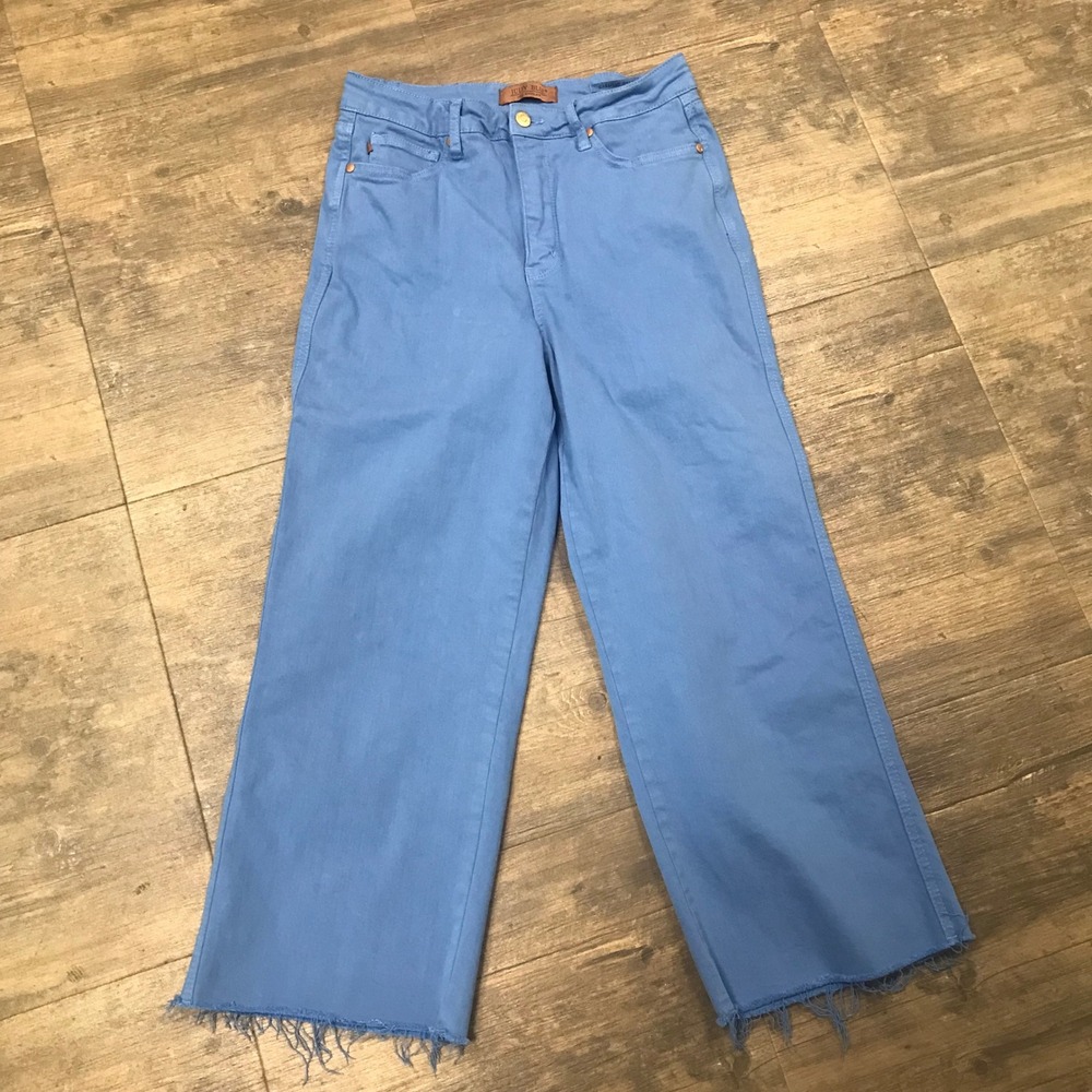 Judy Blue High Rise‎ Raw Hem Cropped Blue Jeans Women 9/29 Garment Dyed Stretch